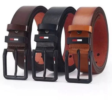 Men's PU Leather Belt — Alloy Square Pin Buckle Business & Leisure Waistband