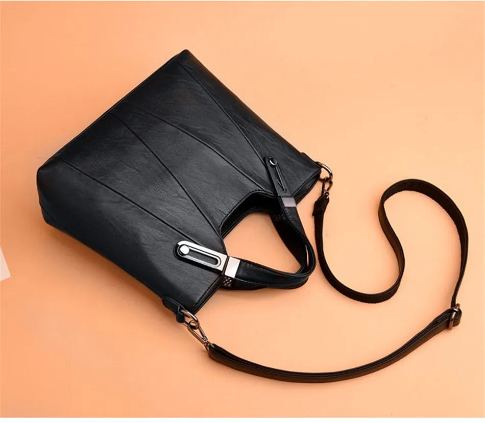 TrenLux Wear Women's Luxury PU Leather Multi-Pocket Crossbody Shoulder & Tote Handbag
