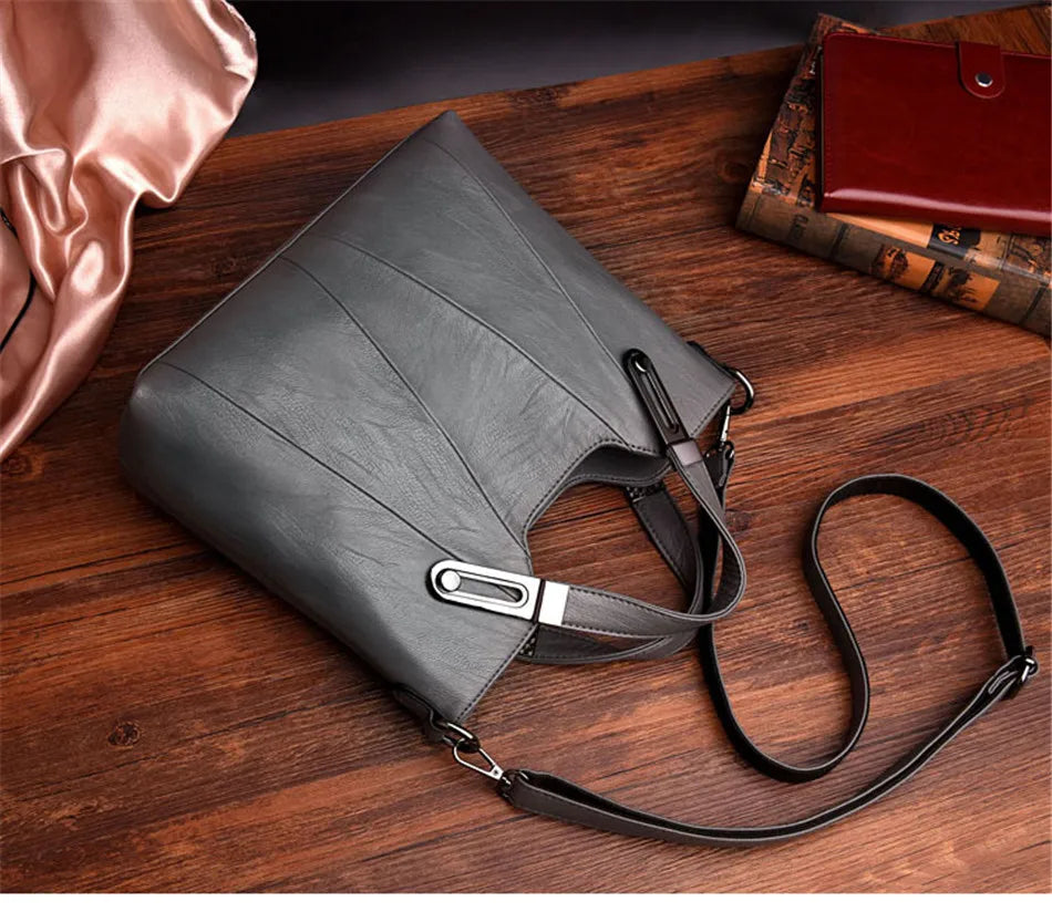 TrenLux Wear Women's Luxury PU Leather Multi-Pocket Crossbody Shoulder & Tote Handbag