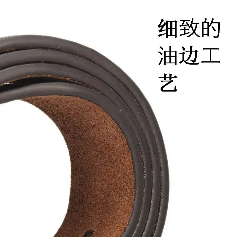 Men's Classic Business Leather Belt — Luxury Cowskin Plaid Buckle Waistband TrenLux Wear