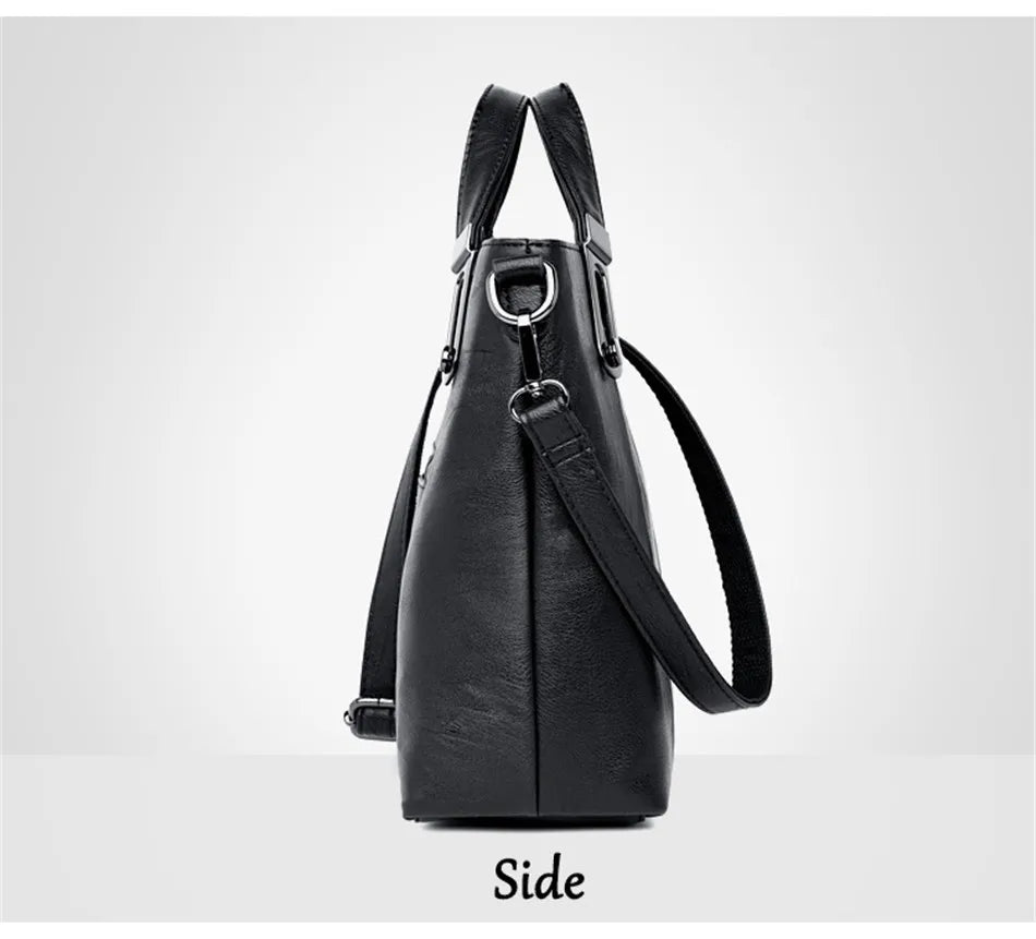 TrenLux Wear Women's Luxury PU Leather Multi-Pocket Crossbody Shoulder & Tote Handbag
