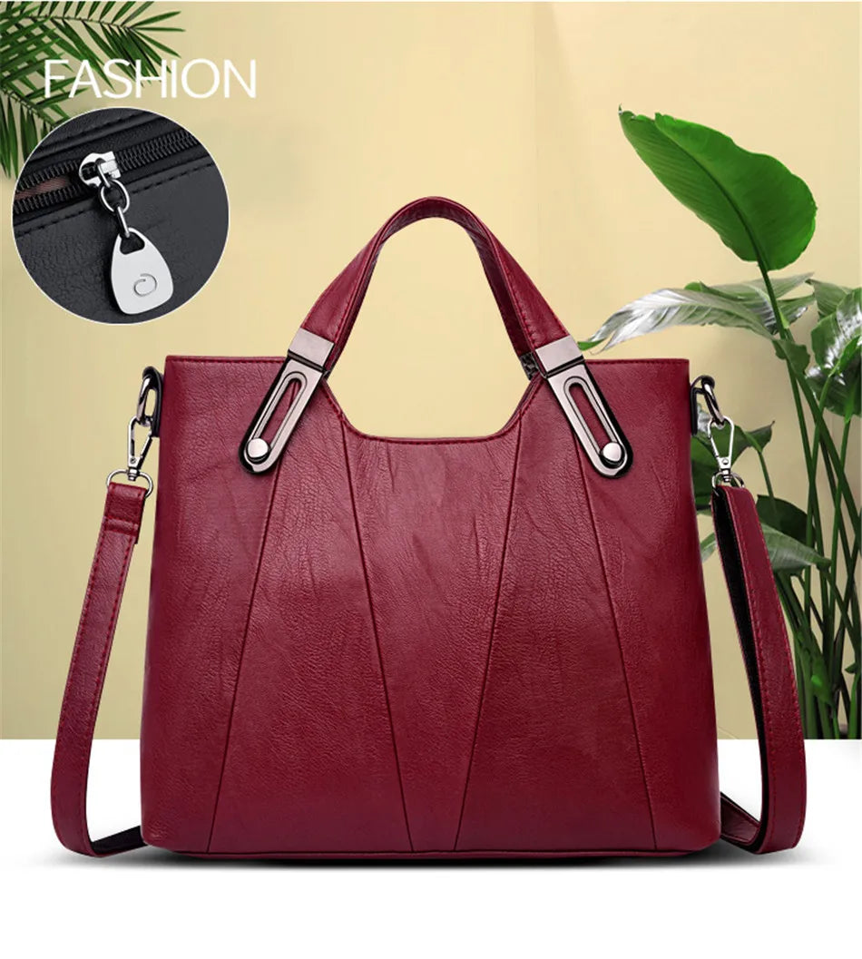 TrenLux Wear Women's Luxury PU Leather Multi-Pocket Crossbody Shoulder & Tote Handbag