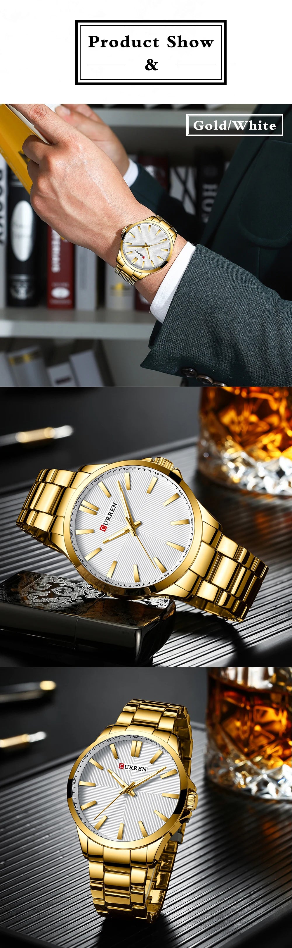 TrenLux Wear CURREN Men's Military Sport Waterproof Stainless Steel Quartz Wristwatch