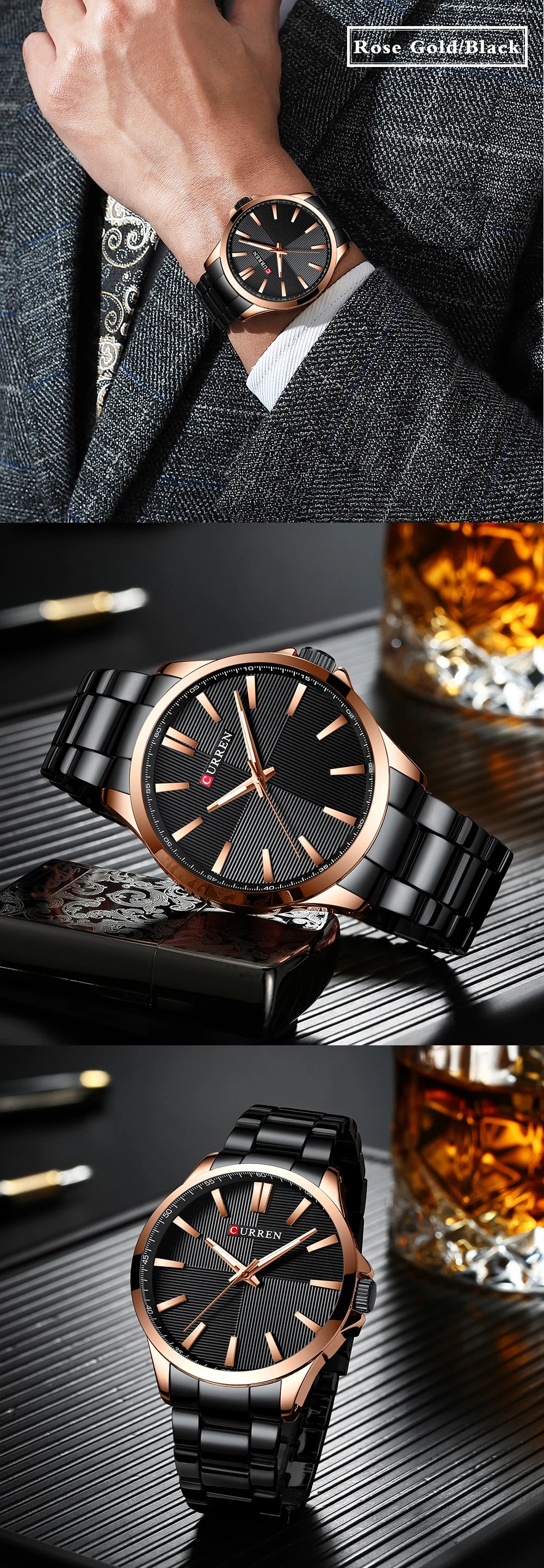 TrenLux Wear CURREN Men's Military Sport Waterproof Stainless Steel Quartz Wristwatch