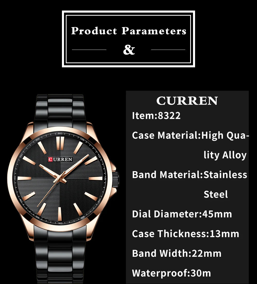TrenLux Wear CURREN Men's Military Sport Waterproof Stainless Steel Quartz Wristwatch