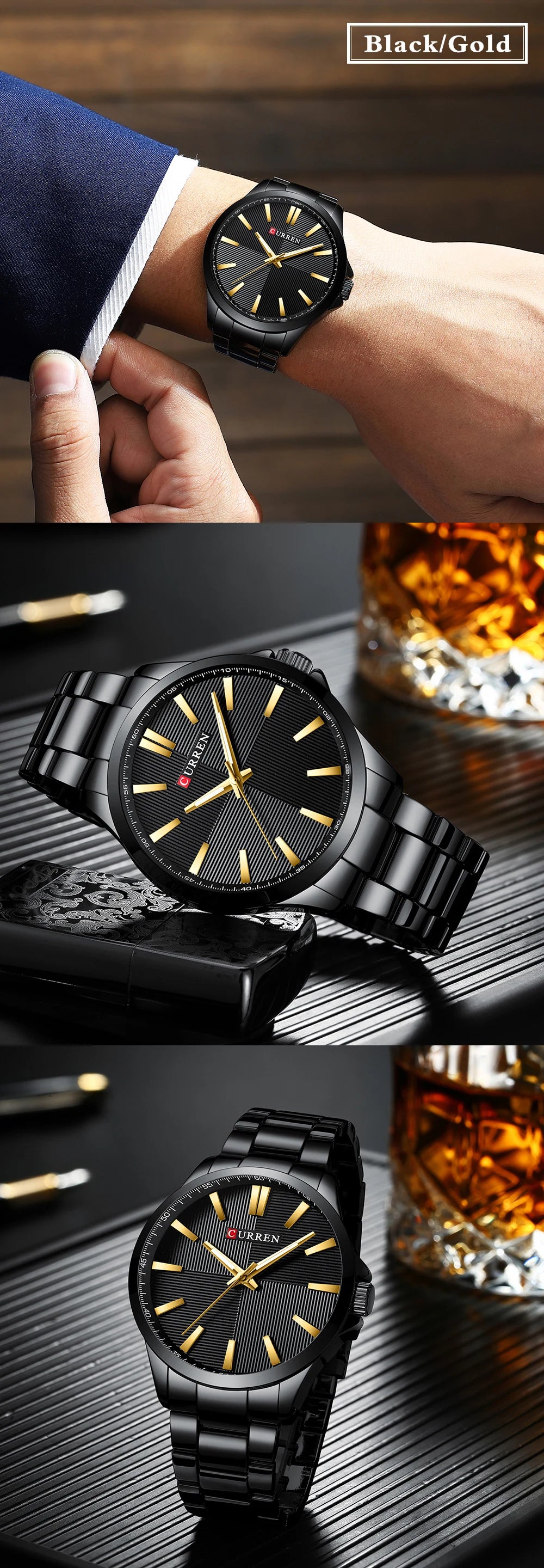 TrenLux Wear CURREN Men's Military Sport Waterproof Stainless Steel Quartz Wristwatch