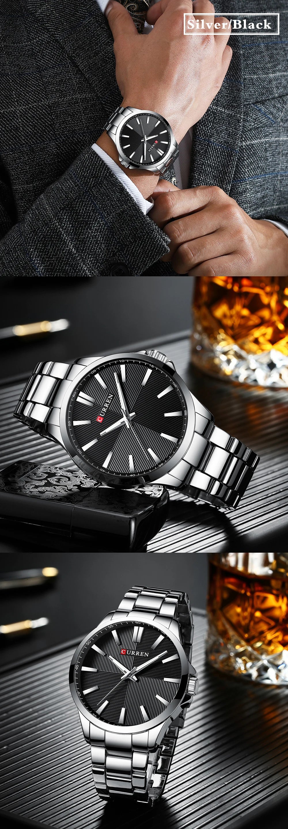TrenLux Wear CURREN Men's Military Sport Waterproof Stainless Steel Quartz Wristwatch