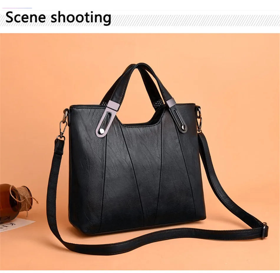 TrenLux Wear Women's Luxury PU Leather Multi-Pocket Crossbody Shoulder & Tote Handbag