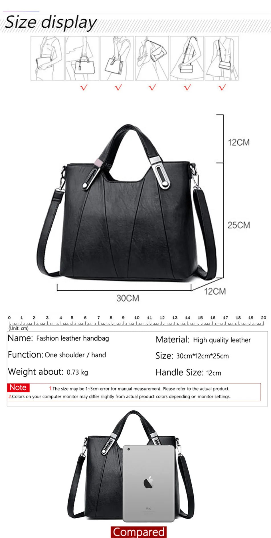 TrenLux Wear Women's Luxury PU Leather Multi-Pocket Crossbody Shoulder & Tote Handbag