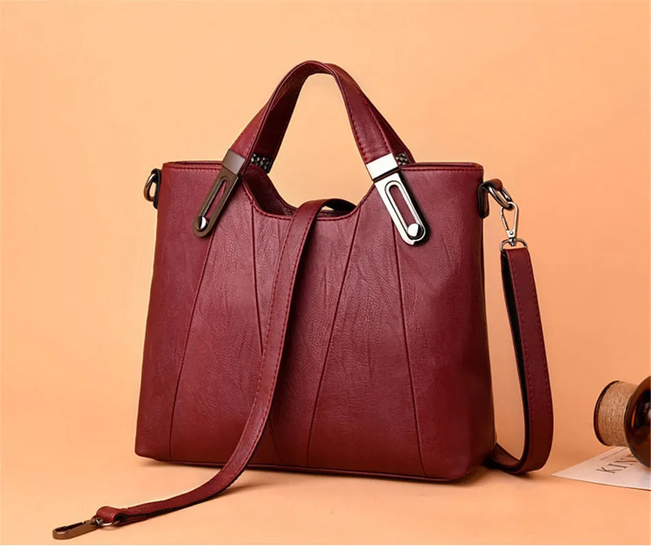 TrenLux Wear Women's Luxury PU Leather Multi-Pocket Crossbody Shoulder & Tote Handbag