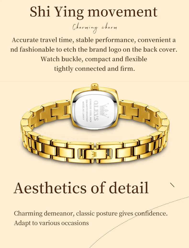 TrenLux Wear OLEVS Women's Luxury Square Bracelet Luminous Waterproof Quartz Dress Watch