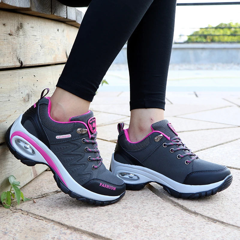 TrenLux Wear Women's PU-EVA Breathable Platform Lace-Up Walking Sneakers