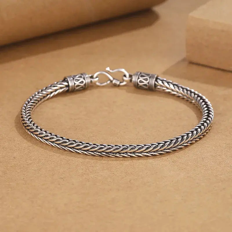 Men's 925 Sterling Silver Charm Bracelet — Vintage Wedding & Engagement Fashion Jewellery TrenLux Wear