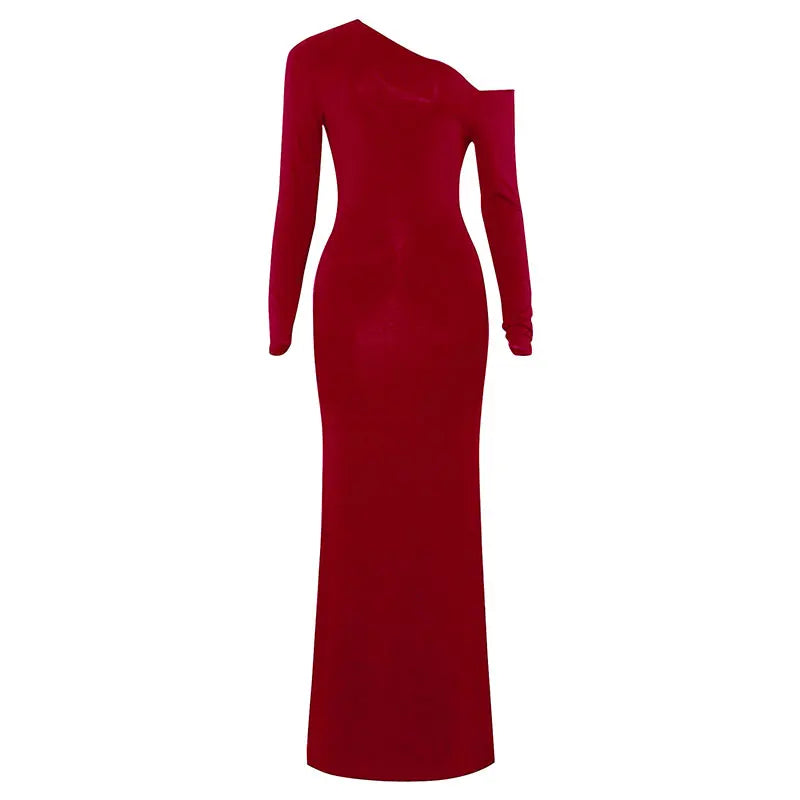TrenLux Wear Women's Polyester-Elastane Knit One-Shoulder Backless Slim Club Dress