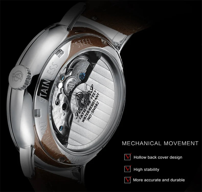 TrenLux Wear Men's Luxury Automatic Mechanical Military Style Waterproof Wristwatch