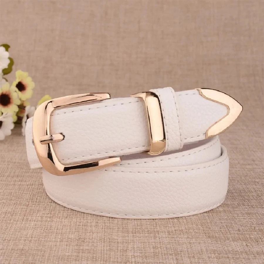 Women's Vintage Pin Buckle PU Leather Trouser Belt — Solid Casual Waistband