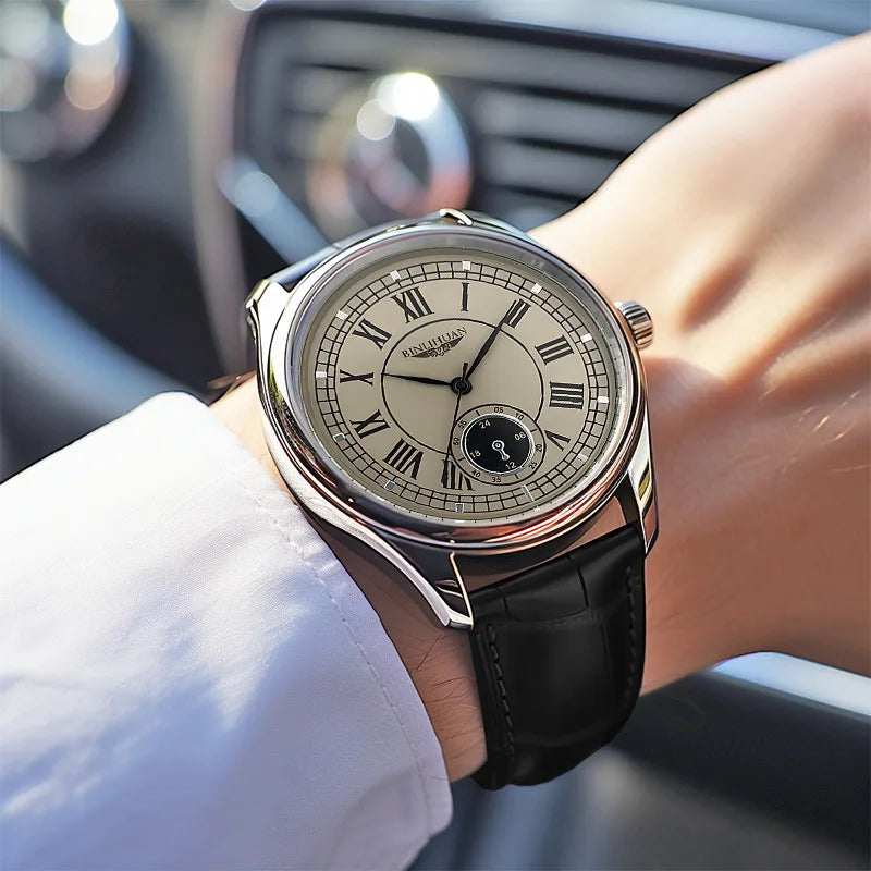 TrenLux Wear Men's Classic Fashion Quartz Watch — Leather Strap Roman Numeral Dial