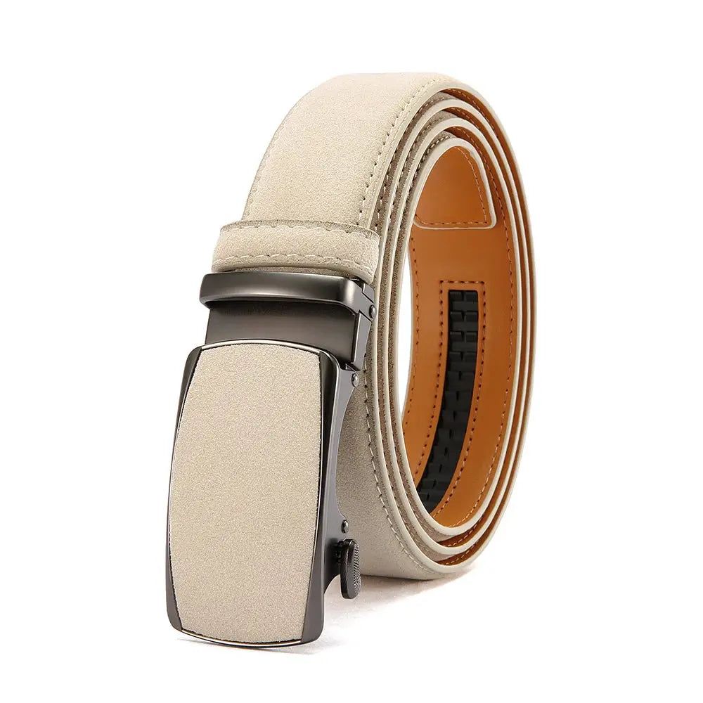Men's Genuine Leather Belt — Automatic Buckle Adjustable Business Waistband (28–46") TrenLux Wear