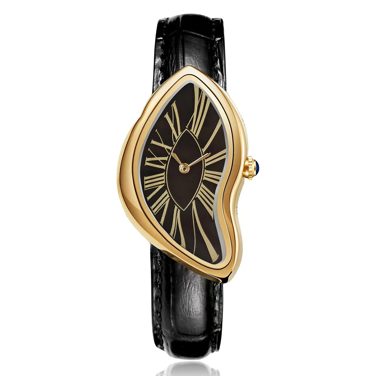 TrenLux Wear Women's Retro Y2K Irregular Creative Alloy Case Leather Strap Quartz Watch