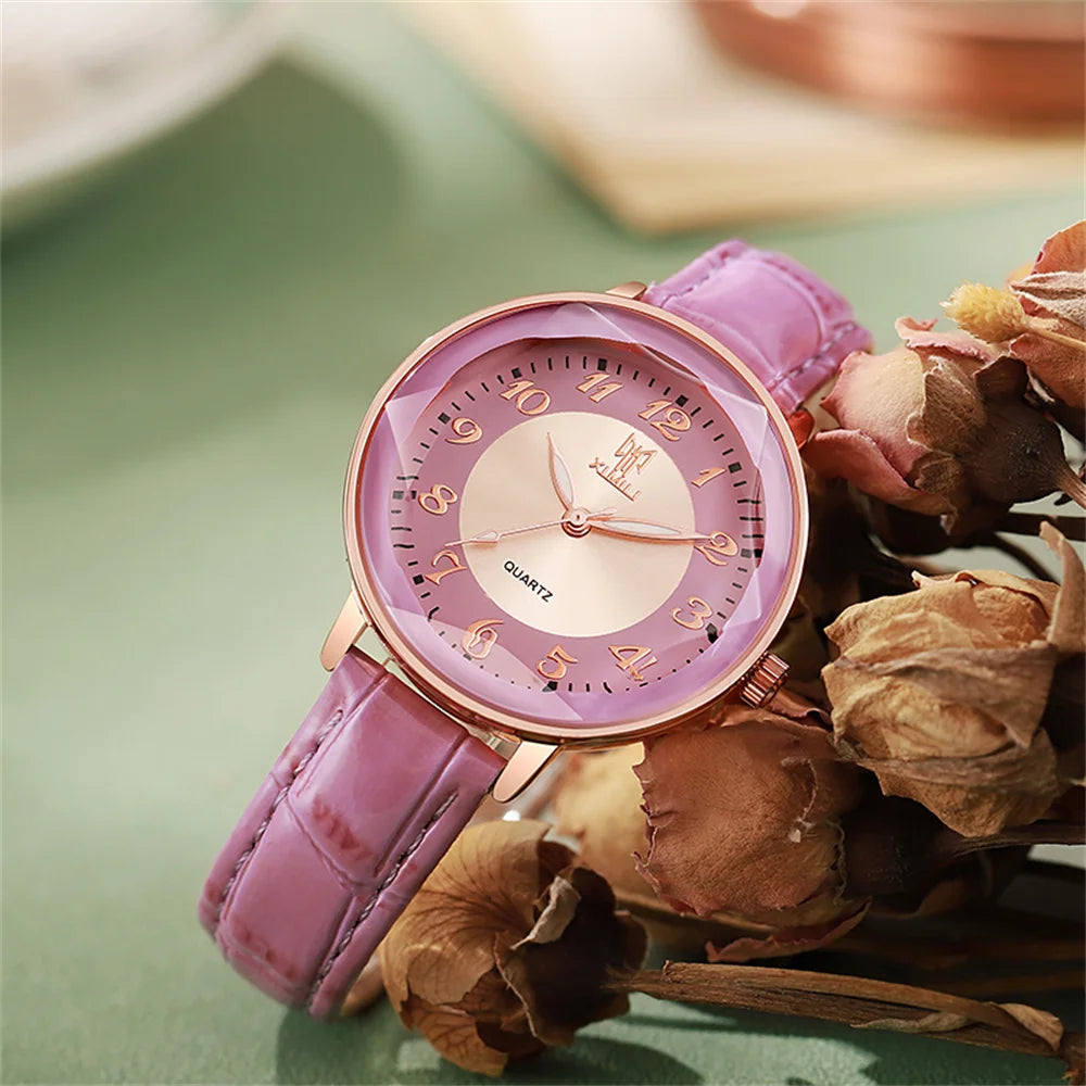 TrenLux Wear Women's Simple Casual Arabic Numeral Leather Strap Business Quartz Wristwatch