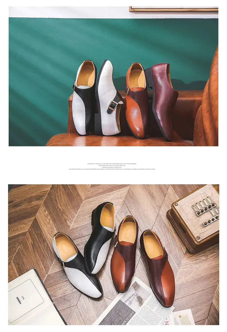 High Quality Patchwork Leather Shoes For Men British Style Yuppie Office Formal Leather Men Social Business Men's Dress Shoes TrenLux Wear