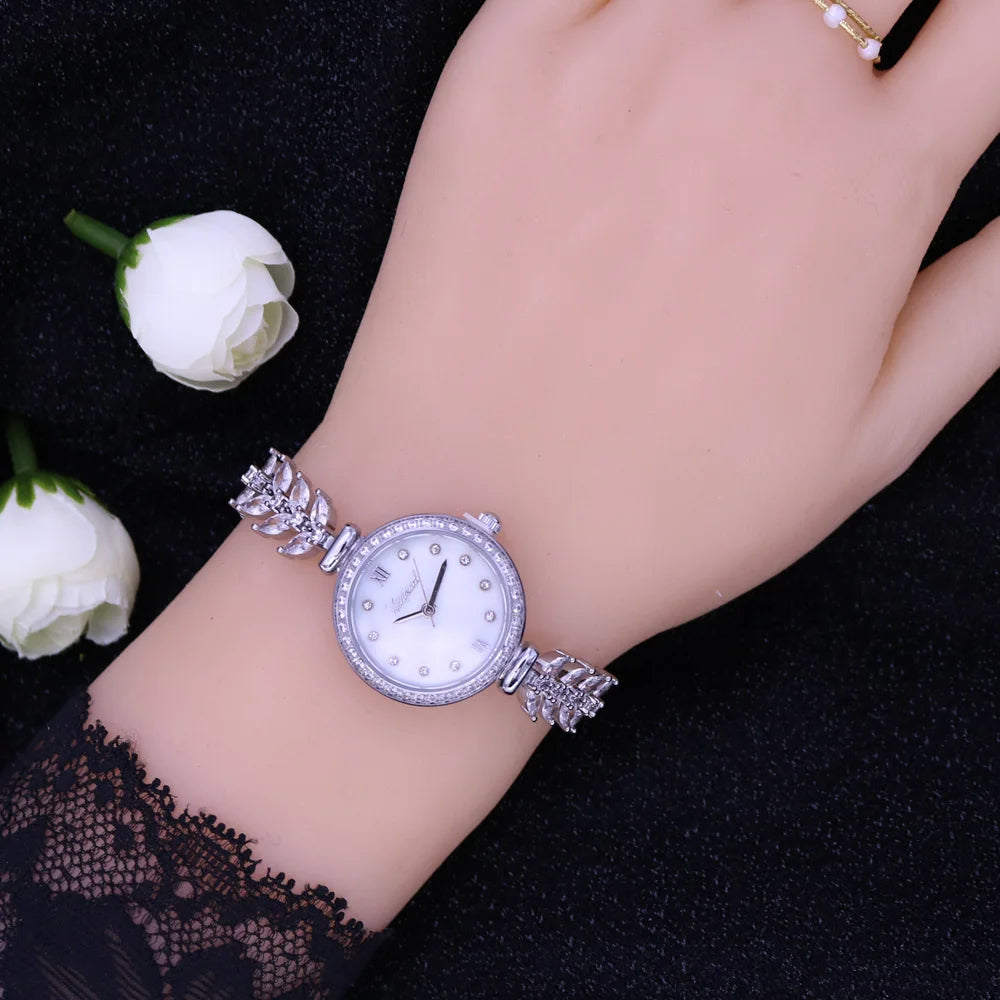 TrenLux Wear Women's Crystal Claw-Setting Luxury Quartz Jewelry Bracelet Wristwatch