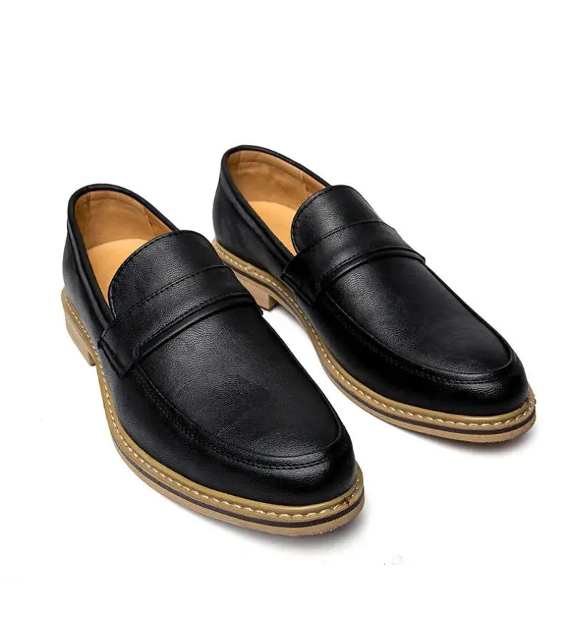 Autumn Men's Formal Leather Shoes, Business Leather Shoes, British Pointed Toe Cuffed Men's Leather Shoes TrenLux Wear