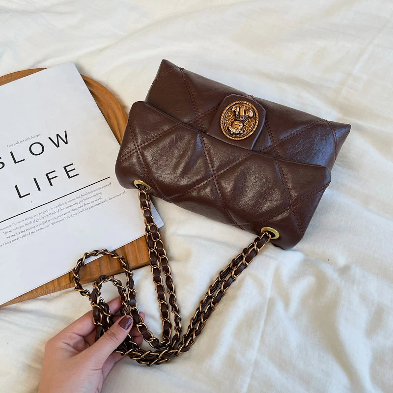 TrenLux Wear Women's Luxury Lingge Pattern PU Leather Designer Underarm Crossbody Shoulder Handbag