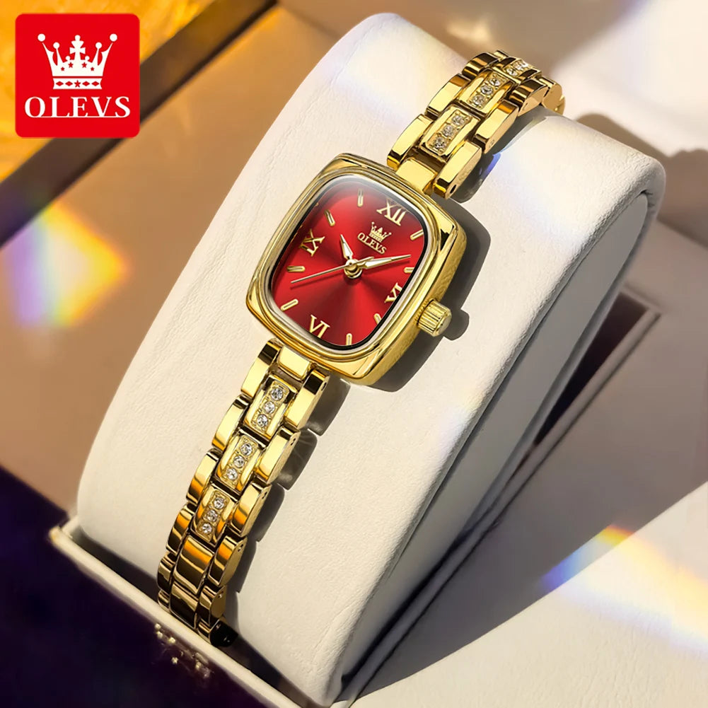 TrenLux Wear OLEVS Women's Luxury Square Bracelet Luminous Waterproof Quartz Dress Watch