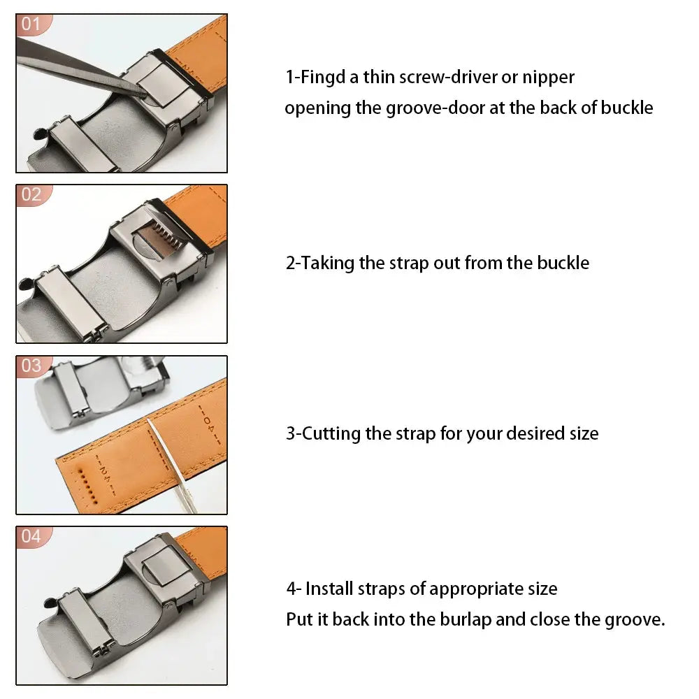 Men's Genuine Leather Belt — Automatic Buckle Adjustable Business Waistband (28–46") TrenLux Wear