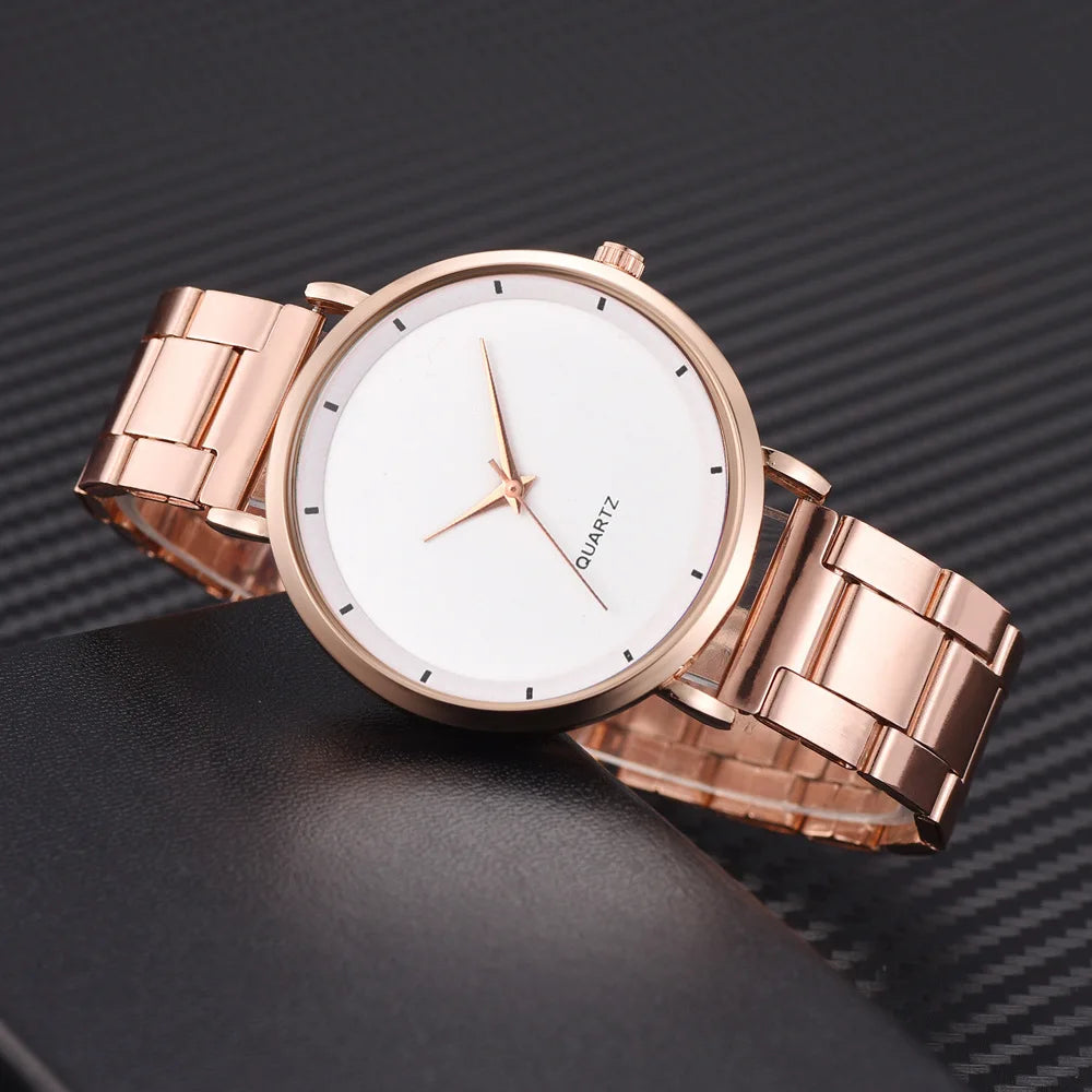 TrenLux Wear Women's Rose Gold Stainless Steel Fashion Business Quartz Wristwatch
