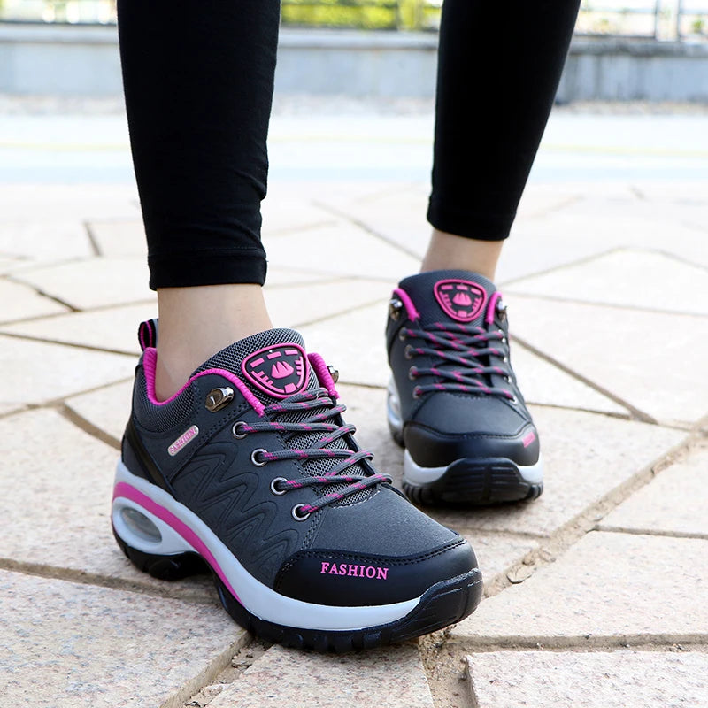 TrenLux Wear Women's PU-EVA Breathable Platform Lace-Up Walking Sneakers
