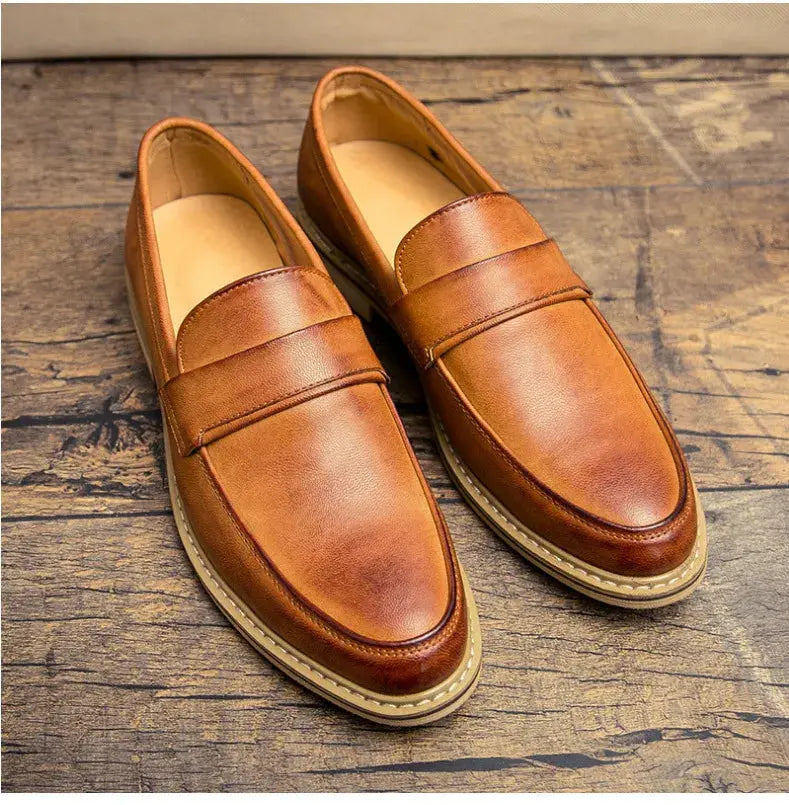 Autumn Men's Formal Leather Shoes, Business Leather Shoes, British Pointed Toe Cuffed Men's Leather Shoes TrenLux Wear