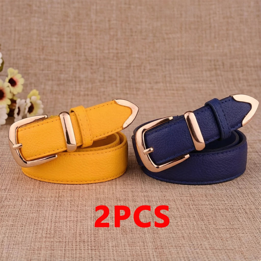 Women's Vintage Pin Buckle PU Leather Trouser Belt — Solid Casual Waistband
