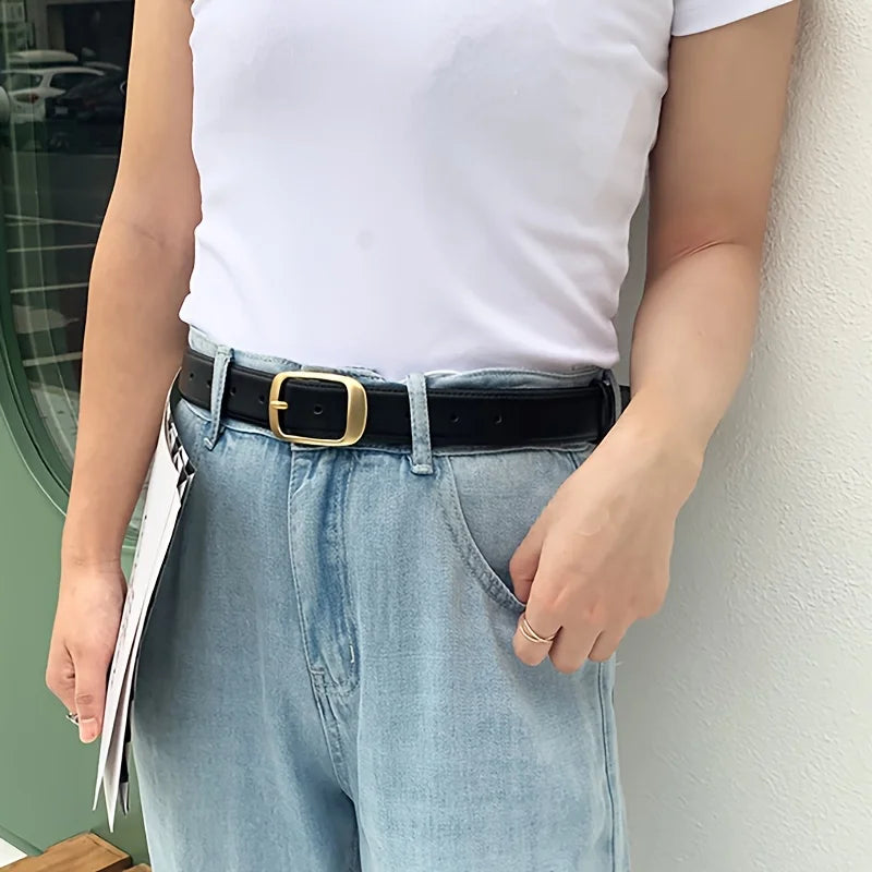 Women's PU Leather Belt — Alloy Metal Pin Buckle Fashion Strap for Jeans