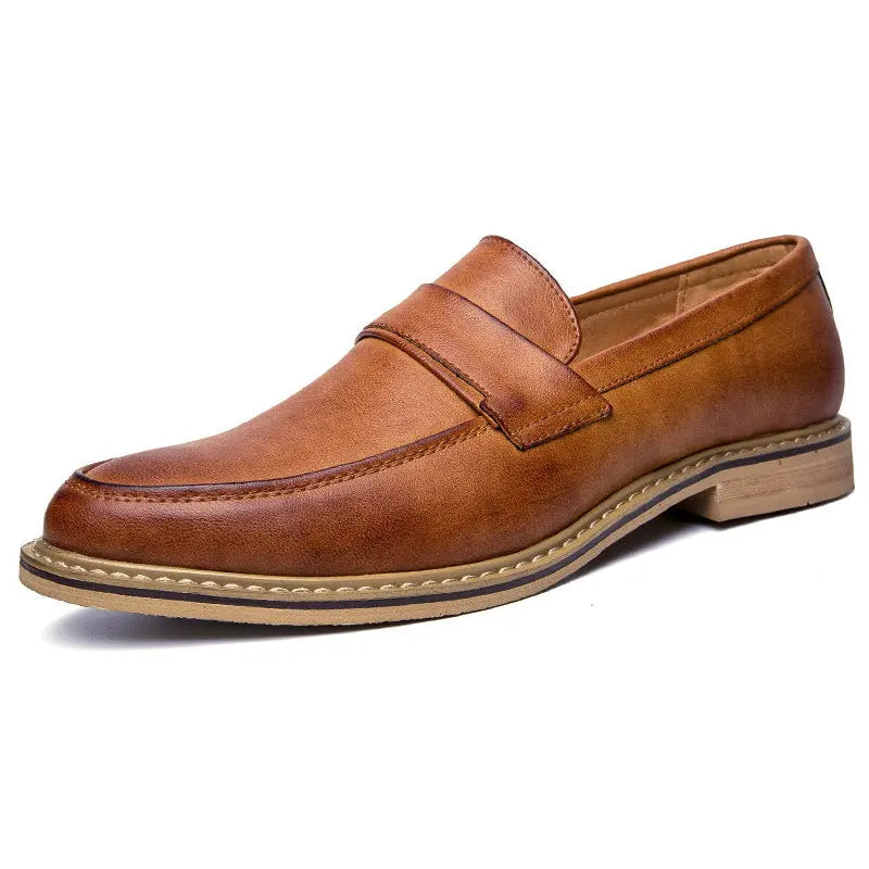 Autumn Men's Formal Leather Shoes, Business Leather Shoes, British Pointed Toe Cuffed Men's Leather Shoes TrenLux Wear
