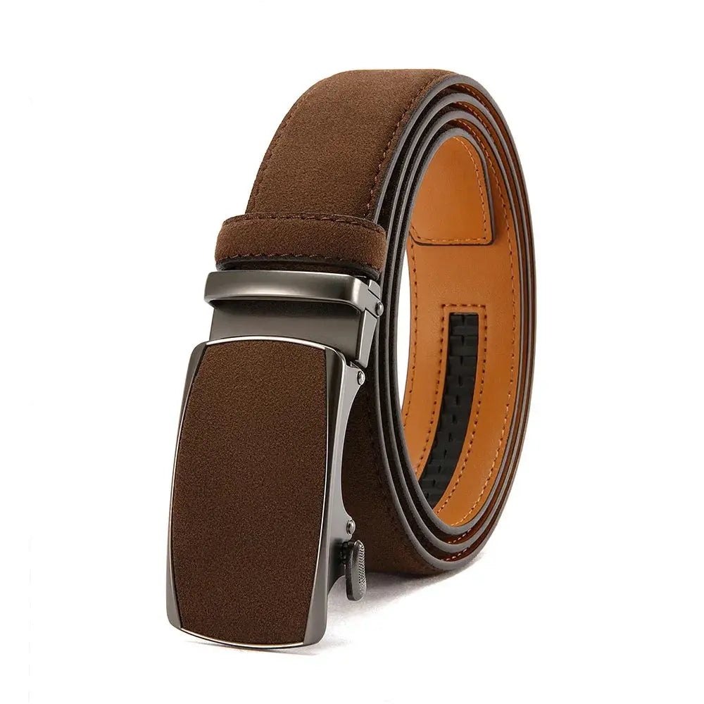 Men's Genuine Leather Belt — Automatic Buckle Adjustable Business Waistband (28–46") TrenLux Wear