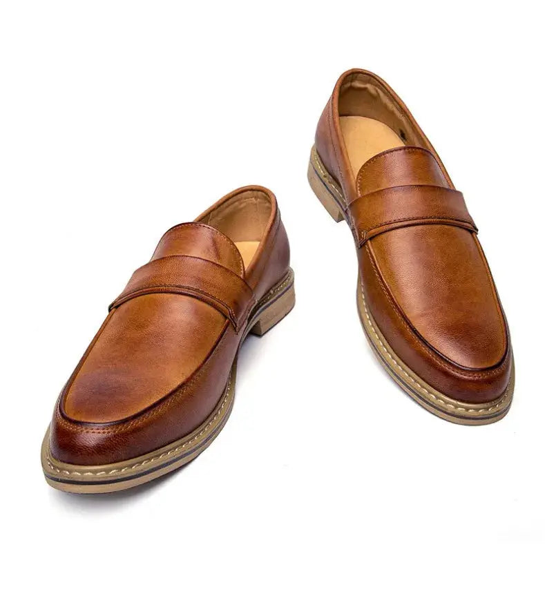 Autumn Men's Formal Leather Shoes, Business Leather Shoes, British Pointed Toe Cuffed Men's Leather Shoes TrenLux Wear