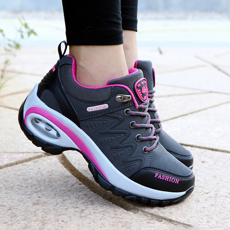 TrenLux Wear Women's PU-EVA Breathable Platform Lace-Up Walking Sneakers