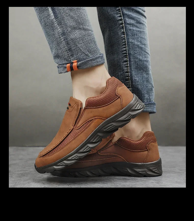 TrenLux Wear Men's Handmade Retro Leather Slip-On Breathable Casual Loafer Sneakers