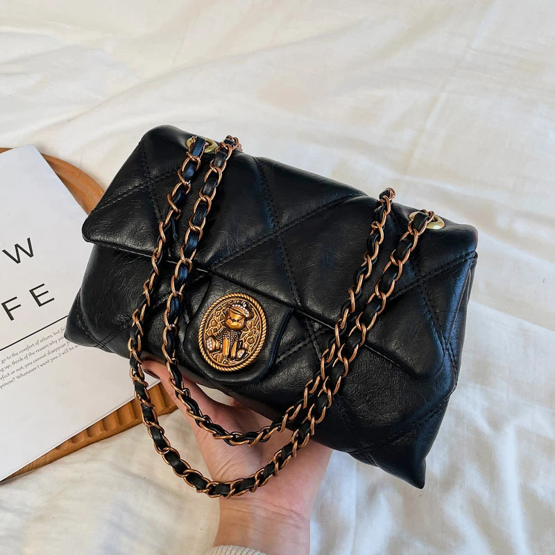 TrenLux Wear Women's Luxury Lingge Pattern PU Leather Designer Underarm Crossbody Shoulder Handbag