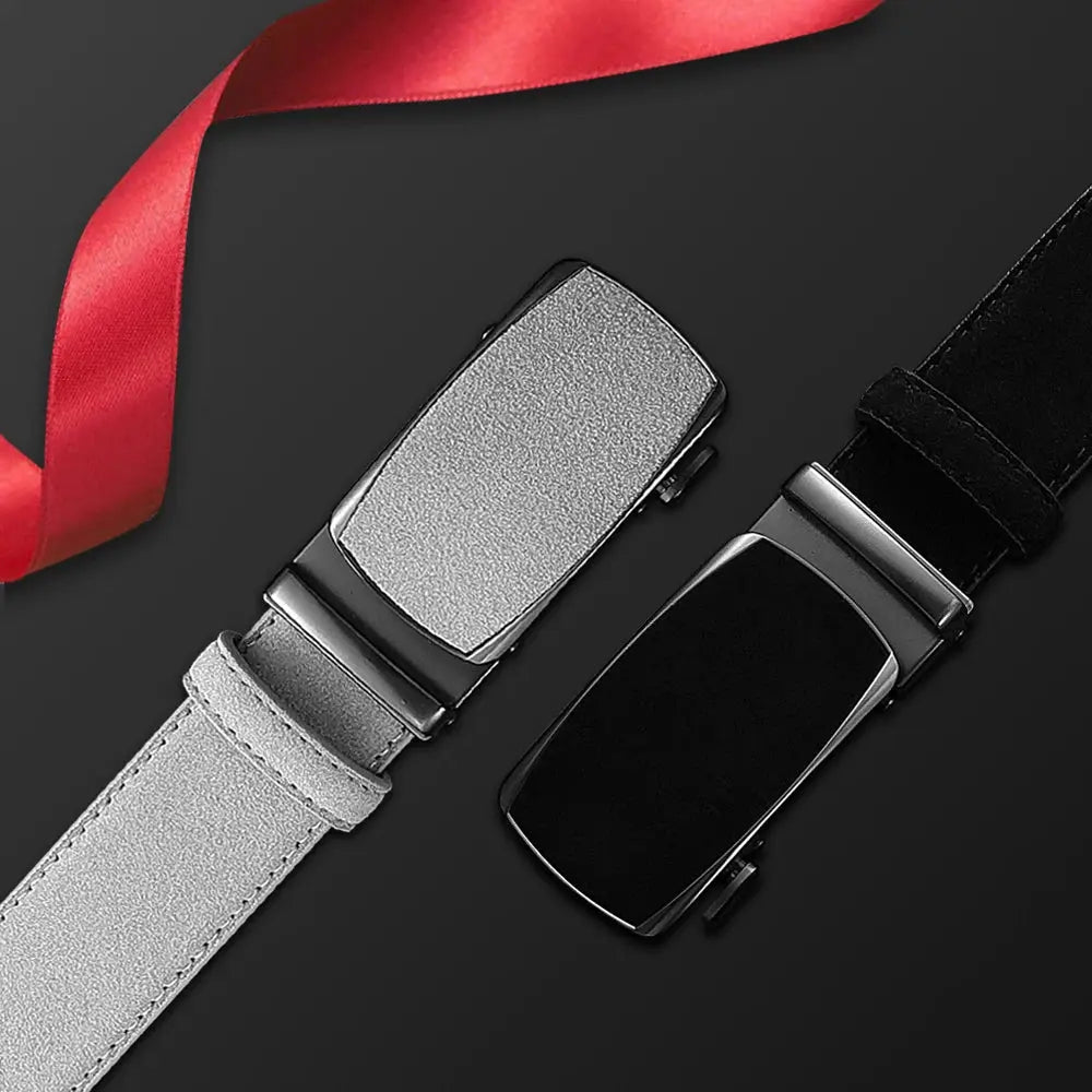 Men's Genuine Leather Belt — Automatic Buckle Adjustable Business Waistband (28–46") TrenLux Wear