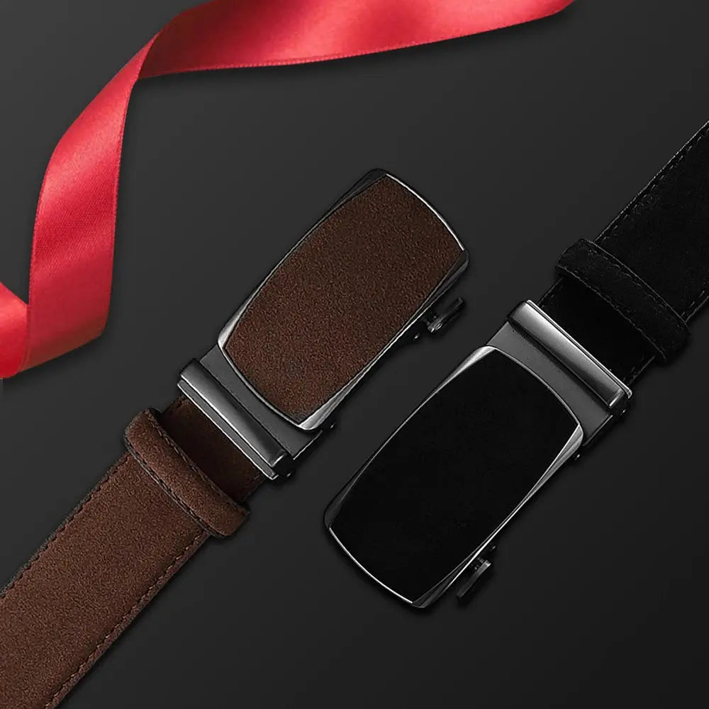 Men's Genuine Leather Belt — Automatic Buckle Adjustable Business Waistband (28–46") TrenLux Wear