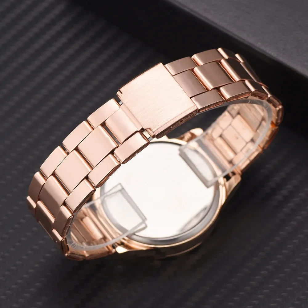 TrenLux Wear Women's Rose Gold Stainless Steel Fashion Business Quartz Wristwatch