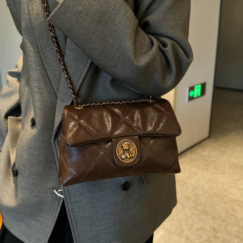 TrenLux Wear Women's Luxury Lingge Pattern PU Leather Designer Underarm Crossbody Shoulder Handbag