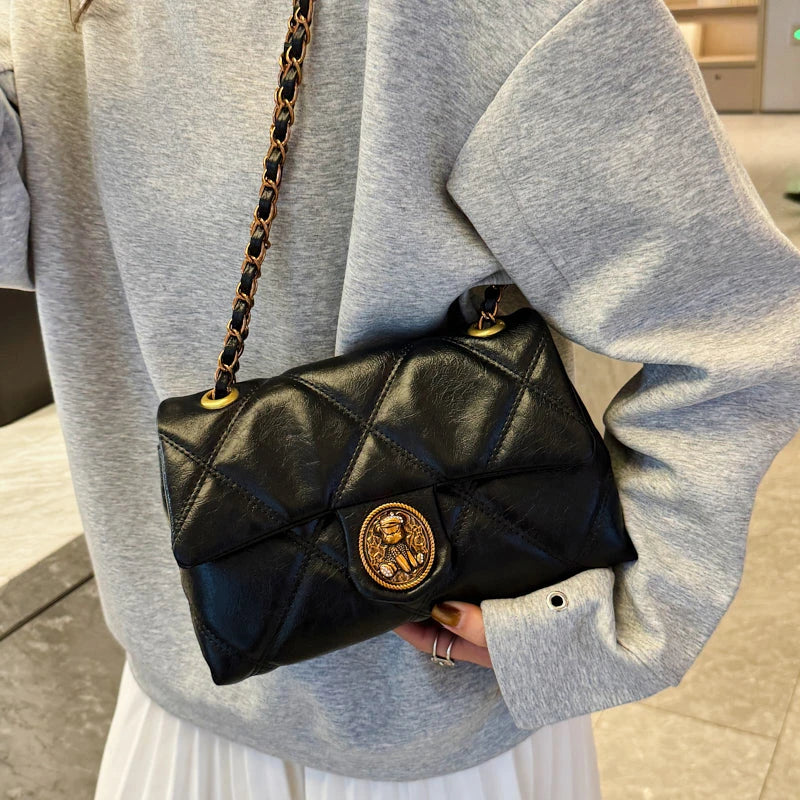 TrenLux Wear Women's Luxury Lingge Pattern PU Leather Designer Underarm Crossbody Shoulder Handbag