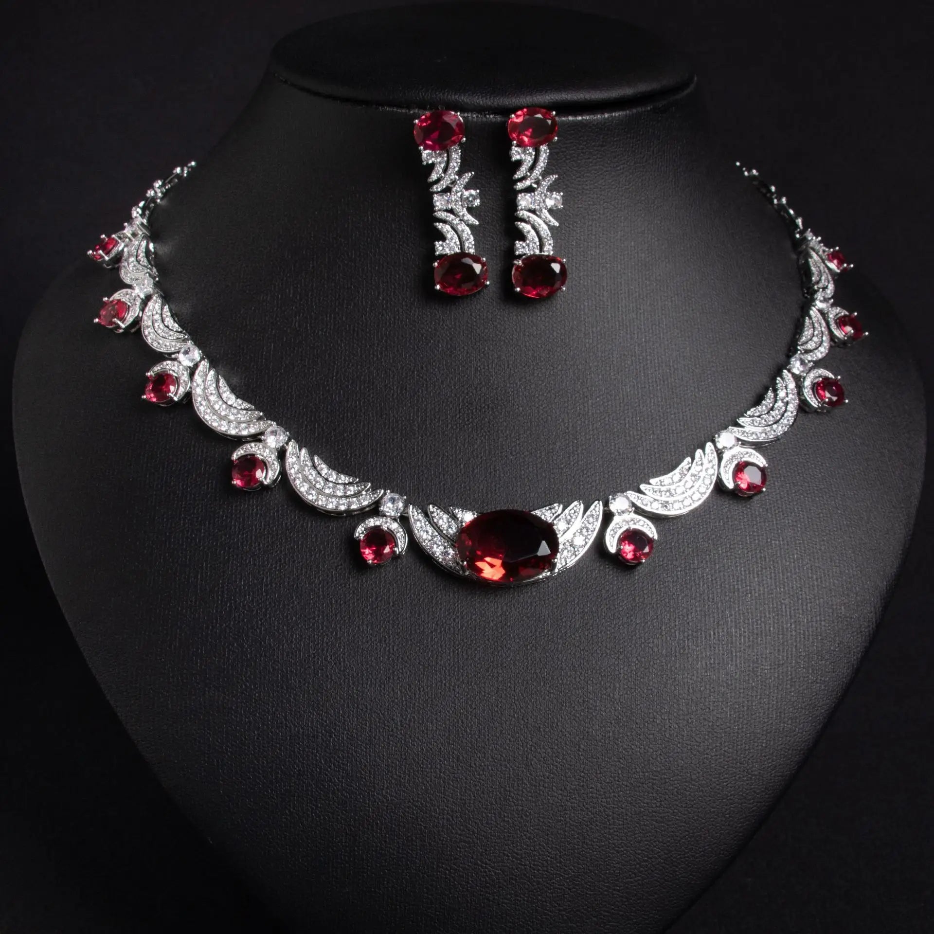 Women's Vintage Bridal Jewellery Set — Cubic Zirconia Necklace & Earrings for Prom & Wedding