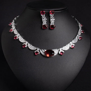Women's Vintage Bridal Jewellery Set — Cubic Zirconia Necklace & Earrings for Prom & Wedding