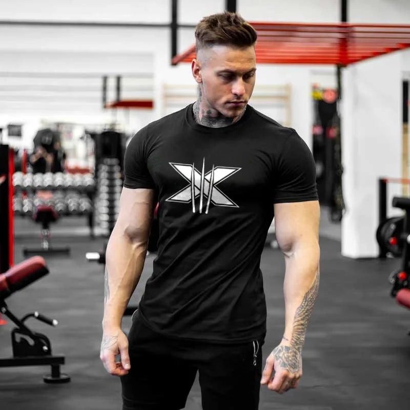 TrenLux Wear Men's Cotton-Elastane Bodybuilding Graphic Gym Streetwear T-Shirt