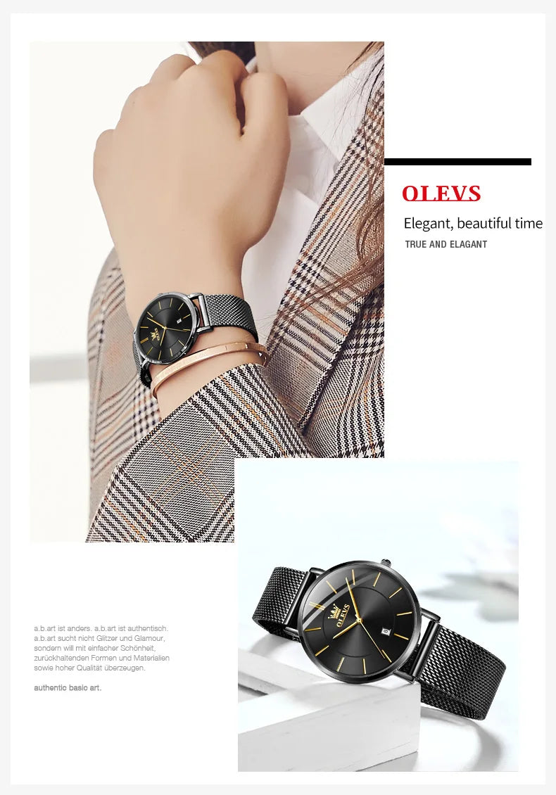 TrenLux Wear OLEVS Women's Rose Gold Luxury Stainless Steel Bracelet Quartz Gift Set